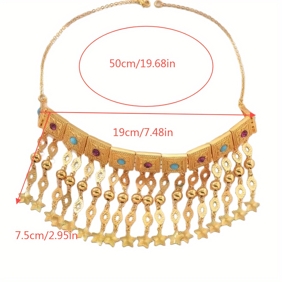 Boho Statement Tassel Choker Necklace for Women, Ethnic Design